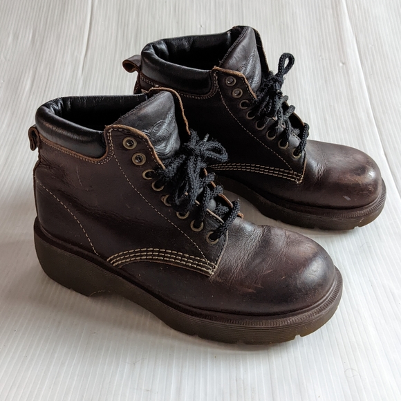 DOC MARTENS Vintage MIE Chunky Chunky Platform Brown Leather Boots - Picture 14 of 14